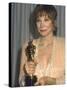 Shirley MacLaine Holding Her Oscar in Press Room at Academy Awards-John Paschal-Stretched Canvas