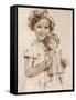 Shirley Temple American Child Star of the 1930s Seen Here with a Shirley Temple Doll-null-Framed Stretched Canvas