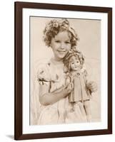 Shirley Temple American Child Star of the 1930s Seen Here with a Shirley Temple Doll-null-Framed Photographic Print