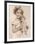 Shirley Temple American Child Star of the 1930s Seen Here with a Shirley Temple Doll-null-Framed Photographic Print