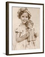 Shirley Temple American Child Star of the 1930s Seen Here with a Shirley Temple Doll-null-Framed Photographic Print