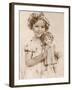 Shirley Temple American Child Star of the 1930s Seen Here with a Shirley Temple Doll-null-Framed Photographic Print