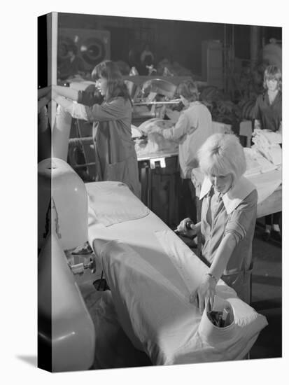 Shirt Pressing at a Commercial Laundry in Scunthorpe, Lincolnshire, 1965-Michael Walters-Stretched Canvas