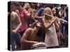 Shirtless Male Drummer and Dress Wearing Female Flutist Jamming During Woodstock Music Festival-Bill Eppridge-Stretched Canvas