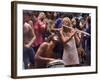 Shirtless Male Drummer and Dress Wearing Female Flutist Jamming During Woodstock Music Festival-Bill Eppridge-Framed Photographic Print