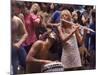 Shirtless Male Drummer and Dress Wearing Female Flutist Jamming During Woodstock Music Festival-Bill Eppridge-Mounted Photographic Print