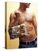 Shirtless Man Carrying an Animal Print Purse-Steve Cicero-Stretched Canvas