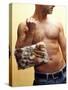 Shirtless Man Carrying an Animal Print Purse-Steve Cicero-Stretched Canvas