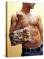 Shirtless Man Carrying an Animal Print Purse-Steve Cicero-Stretched Canvas