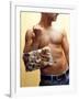 Shirtless Man Carrying an Animal Print Purse-Steve Cicero-Framed Photographic Print