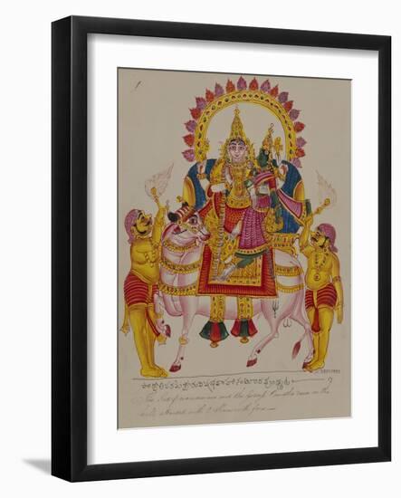 Shiva and Parvati on the Bull Nandi, India-null-Framed Giclee Print