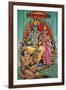 Shiva and Parvati with Hanuman-null-Framed Art Print