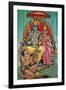 Shiva and Parvati with Hanuman-null-Framed Art Print