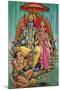 Shiva and Parvati with Hanuman-null-Mounted Art Print