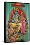 Shiva and Parvati with Hanuman-null-Framed Stretched Canvas