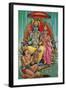 Shiva and Parvati with Hanuman-null-Framed Art Print