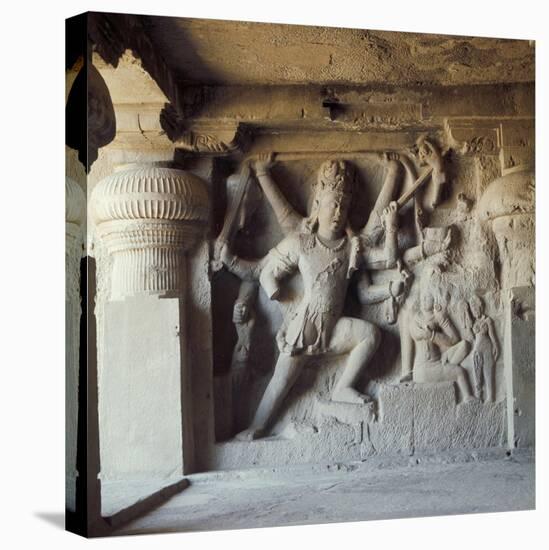 Shiva, Destroyer of the Elephants, Kailasa, Ellora, Maharashtra State, India-Robert Harding-Stretched Canvas