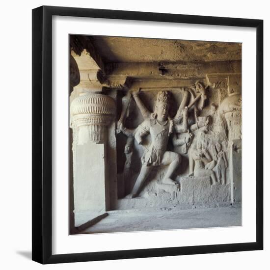 Shiva, Destroyer of the Elephants, Kailasa, Ellora, Maharashtra State, India-Robert Harding-Framed Photographic Print