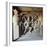 Shiva, Destroyer of the Elephants, Kailasa, Ellora, Maharashtra State, India-Robert Harding-Framed Photographic Print