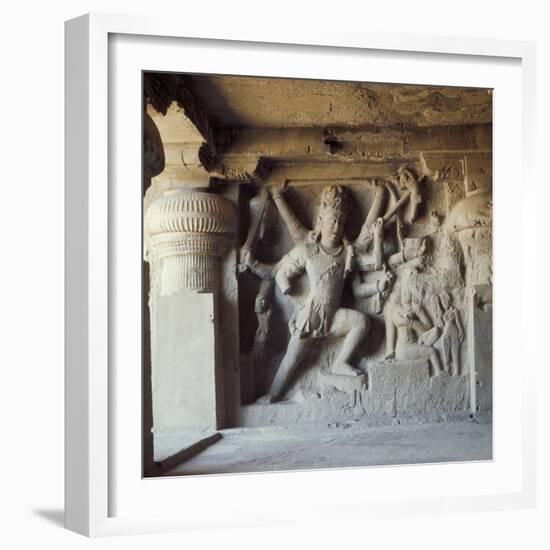 Shiva, Destroyer of the Elephants, Kailasa, Ellora, Maharashtra State, India-Robert Harding-Framed Photographic Print