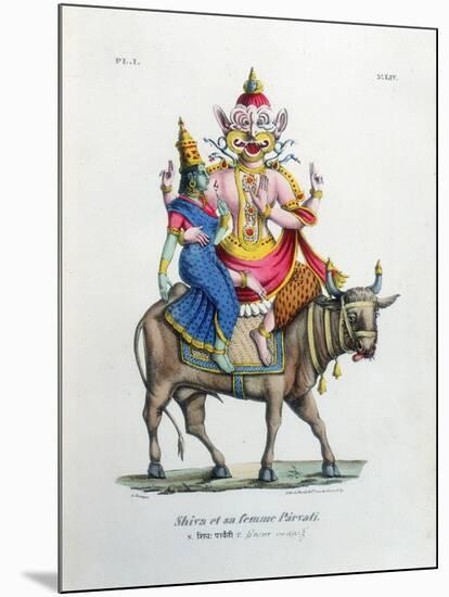 Shiva, One of the Gods of the Hindu Trinity (Trimurt) with His Consort Parvati, C19th Century-A Geringer-Mounted Giclee Print