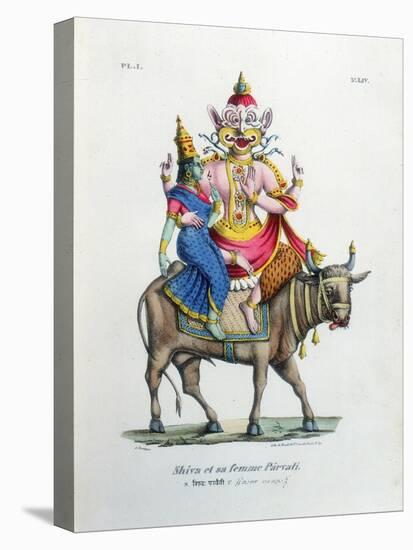 Shiva, One of the Gods of the Hindu Trinity (Trimurt) with His Consort Parvati, C19th Century-A Geringer-Stretched Canvas