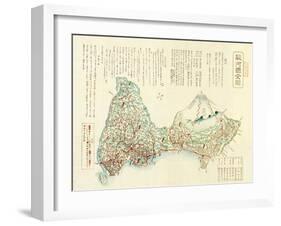 Shizuoka-ken, Japan - Panoramic Map-Lantern Press-Framed Art Print