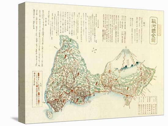 Shizuoka-ken, Japan - Panoramic Map-Lantern Press-Stretched Canvas