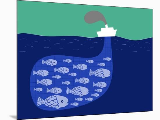 Shoal of Fish in the Boat Fishnet-Complot-Mounted Art Print