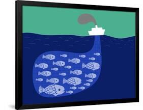 Shoal of Fish in the Boat Fishnet-Complot-Framed Art Print