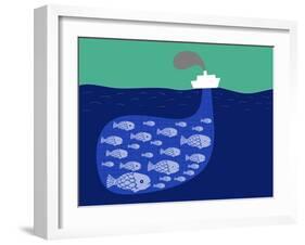 Shoal of Fish in the Boat Fishnet-Complot-Framed Art Print