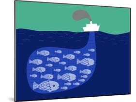 Shoal of Fish in the Boat Fishnet-Complot-Mounted Art Print