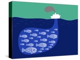 Shoal of Fish in the Boat Fishnet-Complot-Stretched Canvas