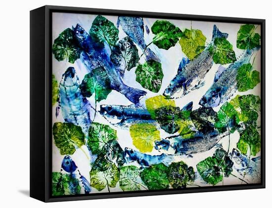 shoal of fish (oil on canvas)-jocasta shakespeare-Framed Stretched Canvas