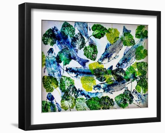 shoal of fish (oil on canvas)-jocasta shakespeare-Framed Giclee Print