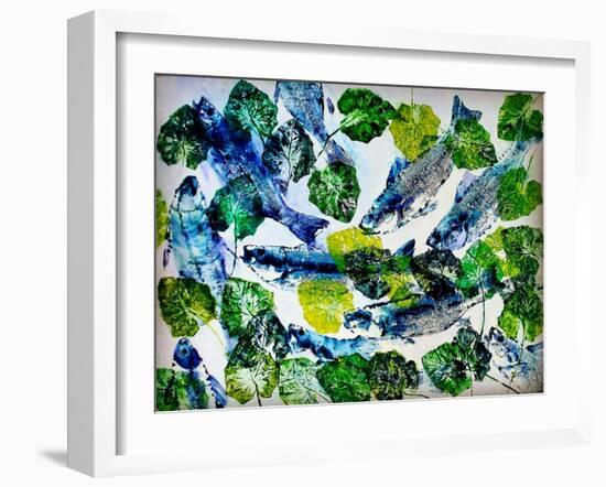 shoal of fish (oil on canvas)-jocasta shakespeare-Framed Giclee Print