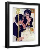 Shock Treatment  - Saturday Evening Post "Leading Ladies", April 12, 1958 pg.26-Joe de Mers-Framed Giclee Print