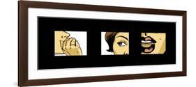 Shocking News, Gossiping Women Comics Style Drawing-lavitrei-Framed Art Print