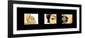 Shocking News, Gossiping Women Comics Style Drawing-lavitrei-Framed Art Print