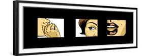 Shocking News, Gossiping Women Comics Style Drawing-lavitrei-Framed Premium Giclee Print