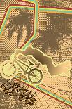 Vintage Urban Grunge Background Design with Bmx Biker Silhouette. Vector Illustration.-shockymocky-Stretched Canvas