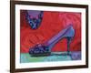 Shoe Blue Leopard-Fiona Stokes-Gilbert-Framed Giclee Print