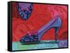 Shoe Blue Leopard-Fiona Stokes-Gilbert-Framed Stretched Canvas