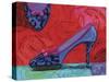 Shoe Blue Leopard-Fiona Stokes-Gilbert-Stretched Canvas