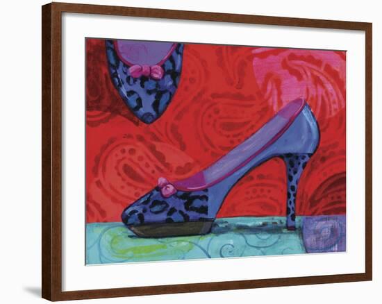 Shoe Blue Leopard-Fiona Stokes-Gilbert-Framed Giclee Print