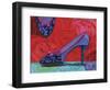 Shoe Blue Leopard-Fiona Stokes-Gilbert-Framed Giclee Print