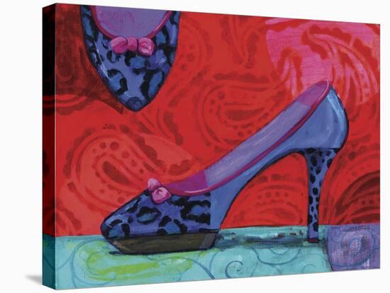 Shoe Blue Leopard-Fiona Stokes-Gilbert-Stretched Canvas