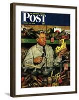 "Shoe Repairman," Saturday Evening Post Cover, March 20, 1948-Stevan Dohanos-Framed Giclee Print