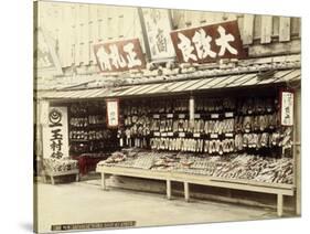 Shoe Shop in Kyoto, c.1890-null-Stretched Canvas