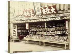 Shoe Shop in Kyoto, c.1890-null-Stretched Canvas
